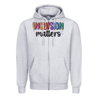 Heather Grey ınclusion matters Zipper Hoodie - MaliasSmallBusiness