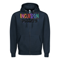 Navy ınclusion matters Zipper Hoodie - MaliasSmallBusiness