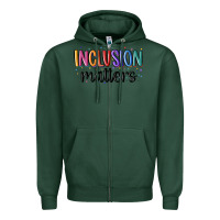 Sports Green ınclusion matters Zipper Hoodie - MaliasSmallBusiness