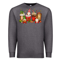 Charcoal Heather Christmas gnomes coffee cups Premium Sweatshirt - MaliasSmallBusiness