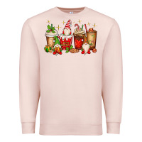 Pale Pink Christmas gnomes coffee cups Premium Sweatshirt - MaliasSmallBusiness