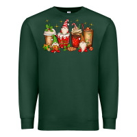 Sports Green Christmas gnomes coffee cups Premium Sweatshirt - MaliasSmallBusiness