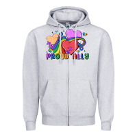 Heather Grey proud ally Zipper Hoodie - MaliasSmallBusiness