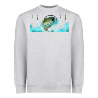 Heather Grey jumping bass fishing 16oz libbey cup Heavyweight Sweatshirt - HRA Design Shop
