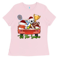 Bubblegum Pink tis the season sports truck christmas Ladies Tee - AdoDesignShop