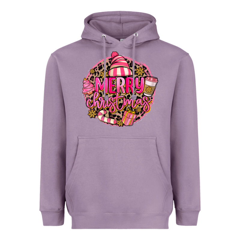 Pink Merry Christmas Heavyweight Hoodie by MaliasSmallBusiness | Teevron