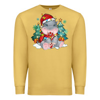 Antique Gold cute christmas hippopotamus Premium Sweatshirt - MaliasSmallBusiness