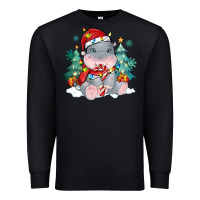 Black cute christmas hippopotamus Premium Sweatshirt - MaliasSmallBusiness