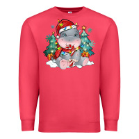 Cardinal cute christmas hippopotamus Premium Sweatshirt - MaliasSmallBusiness