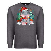 Charcoal Heather cute christmas hippopotamus Premium Sweatshirt - MaliasSmallBusiness