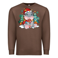 Chestnut cute christmas hippopotamus Premium Sweatshirt - MaliasSmallBusiness