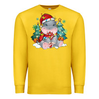 Lemon cute christmas hippopotamus Premium Sweatshirt - MaliasSmallBusiness