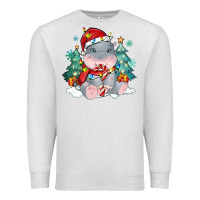 Oatmeal Heather cute christmas hippopotamus Premium Sweatshirt - MaliasSmallBusiness