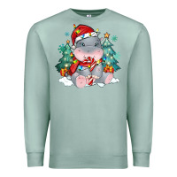 Seafoam cute christmas hippopotamus Premium Sweatshirt - MaliasSmallBusiness