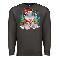 Smoke cute christmas hippopotamus Premium Sweatshirt - MaliasSmallBusiness
