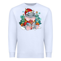 White cute christmas hippopotamus Premium Sweatshirt - MaliasSmallBusiness