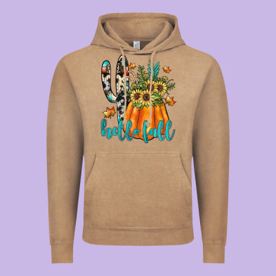 Hello Fall Vintage Hoodie Designed By Jahusdesignshop