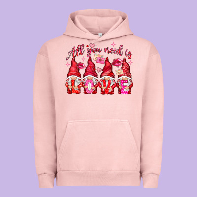 All You Need Is Love Gnomies Valentine's Day Urban Hoodie Designed By Howdyjamesfarm