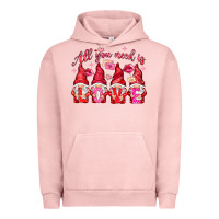 Pigment Salmon All you need is love gnomies Valentine's Day Urban Hoodie - HowdyJamesFarm