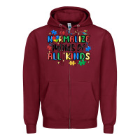 Burgundy normalize minds of all kinds Zipper Hoodie - MaliasSmallBusiness