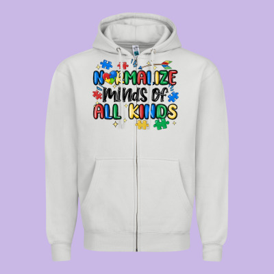 Normalize Minds Of All Kinds Zipper Hoodie Designed By Maliassmallbusiness