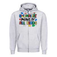 Heather Grey normalize minds of all kinds Zipper Hoodie - MaliasSmallBusiness