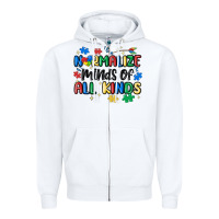 White normalize minds of all kinds Zipper Hoodie - MaliasSmallBusiness