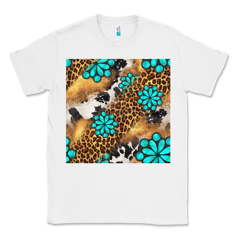 Western Turquoise Gemstone Seamless Pattern Classic Tee by BundleAndBundleShop | Teevron