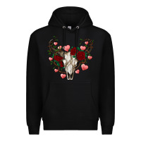 Black valentines bull skull Premium Hoodie - RanaPortraitStore