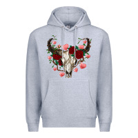 Heather Grey valentines bull skull Premium Hoodie - RanaPortraitStore