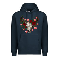 Navy valentines bull skull Premium Hoodie - RanaPortraitStore