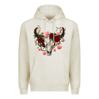 Oatmeal Heather valentines bull skull Premium Hoodie - RanaPortraitStore