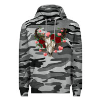 Slate Camo valentines bull skull Premium Hoodie - RanaPortraitStore
