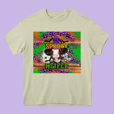 Spooky Heifer Heavy Core Tee Designed By Artiststas