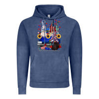 Vintage Denim 4th of July gnomes truck Vintage Hoodie - CowGirlArtShop