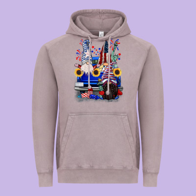 4th Of July Gnomes Truck Vintage Hoodie Designed By Cowgirlartshop