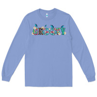 Colony Blue groovy with peace  sign flowers Long Sleeve Tee - Artiststas