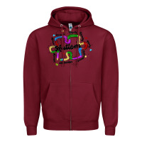 Burgundy autism teacher pencil Zipper Hoodie - MaliasSmallBusiness