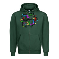 Sports Green autism teacher pencil Zipper Hoodie - MaliasSmallBusiness