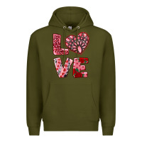 Army Green love with pink gemstone Premium Hoodie - RanaPortraitStore