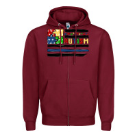 Burgundy autism usa flag Zipper Hoodie - MaliasSmallBusiness