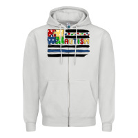 Autism Usa Flag Zipper Hoodie | Teevron