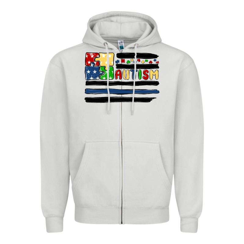 Autism Usa Flag Zipper Hoodie by MaliasSmallBusiness | Teevron