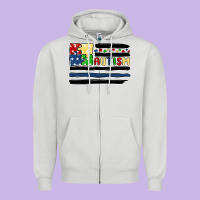 Autism Usa Flag Zipper Hoodie Designed By Maliassmallbusiness