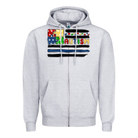 Heather Grey autism usa flag Zipper Hoodie - MaliasSmallBusiness