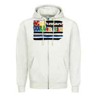 Oatmeal Heather autism usa flag Zipper Hoodie - MaliasSmallBusiness