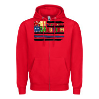 Red autism usa flag Zipper Hoodie - MaliasSmallBusiness