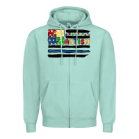 Seafoam autism usa flag Zipper Hoodie - MaliasSmallBusiness
