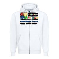 White autism usa flag Zipper Hoodie - MaliasSmallBusiness