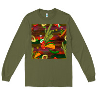Army Green mexican food seamless pattern Long Sleeve Tee - BundleAndBundleShop